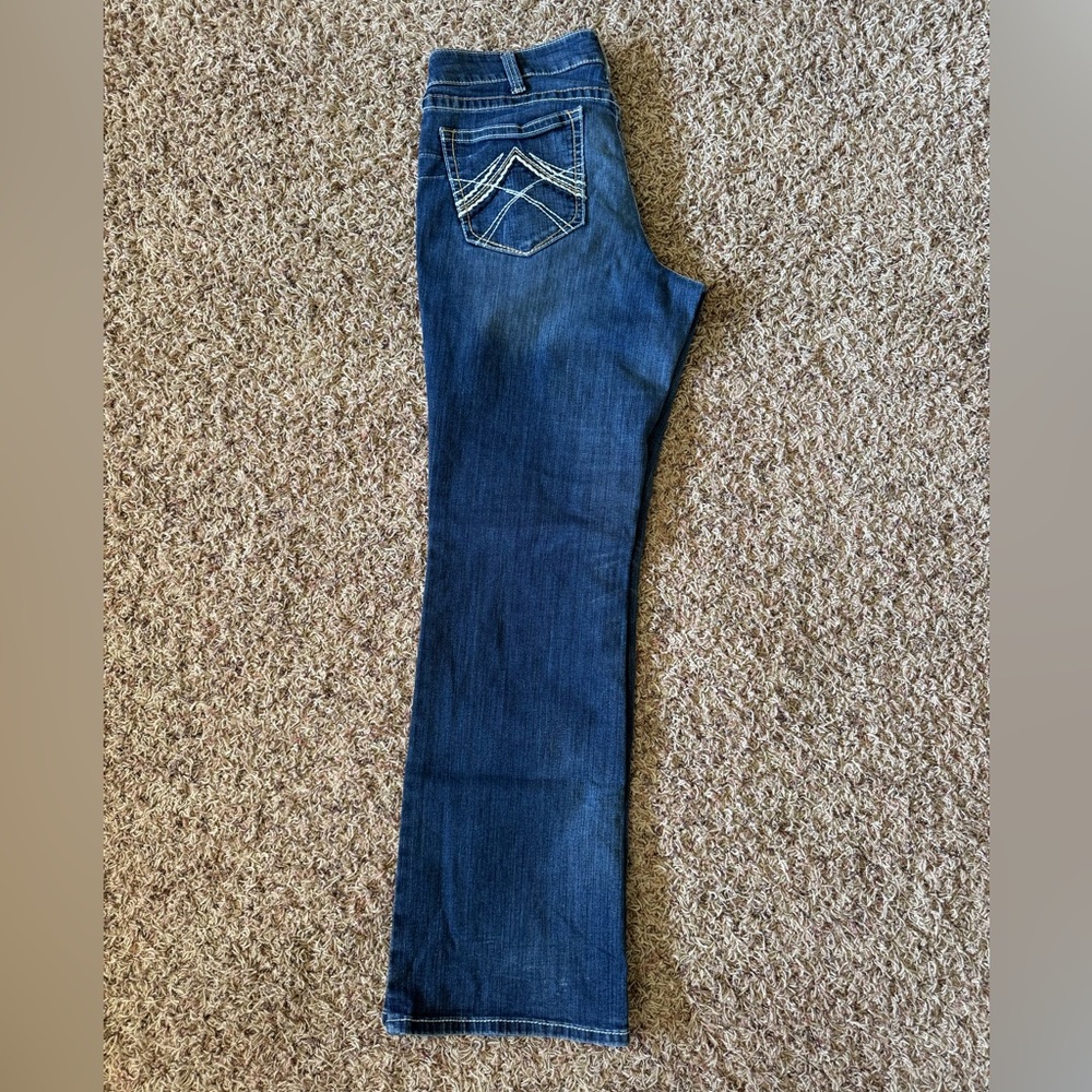 Ariat Mid Rise Boot Cut Jeans with Classic Indigo Wash